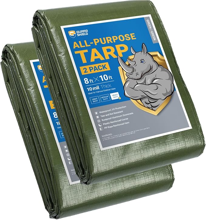 GUARD SHIELD Tarps Heavy Duty Waterproof 8x10 Feet Green Poly Tarp Cover by GUARDSHIELD