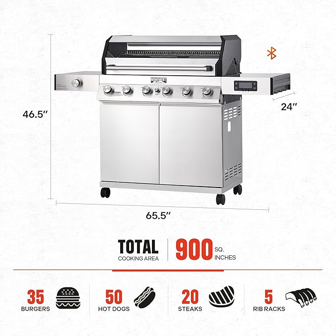 Monument Grills 6-Burner Convertible Natural Gas Smart bbq Grill Stainless - Image 9
