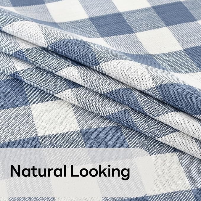 Gingham Table Cloth for Round Tables Sky Blue Checkered Plaid Tablecloth Heavy - Image 4