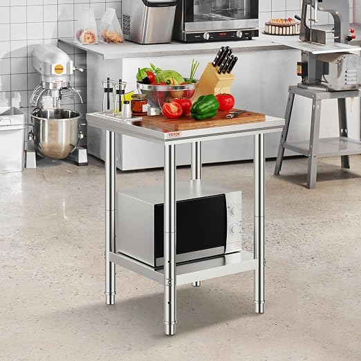 Vevor Stainless Steel 24 x 24 x 32 Inch Commercial Kitchen Prep & Work Table - Image 8