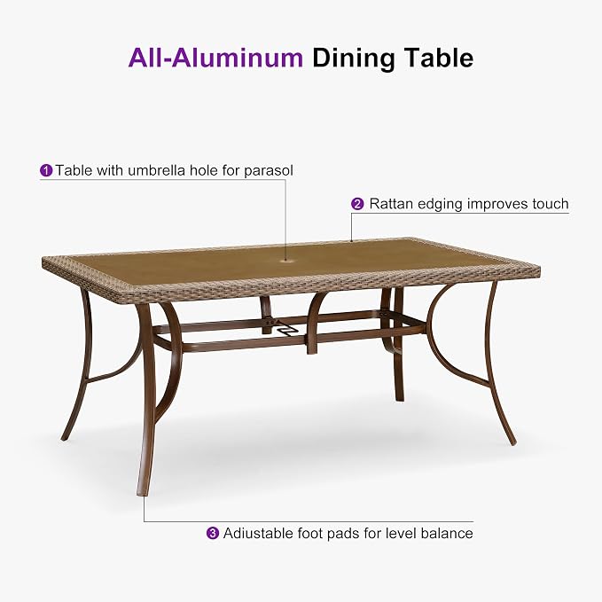 PURPLE LEAF Outdoor Dining Set for 10 All Weather Wicker Patio Dining Set - Image 9