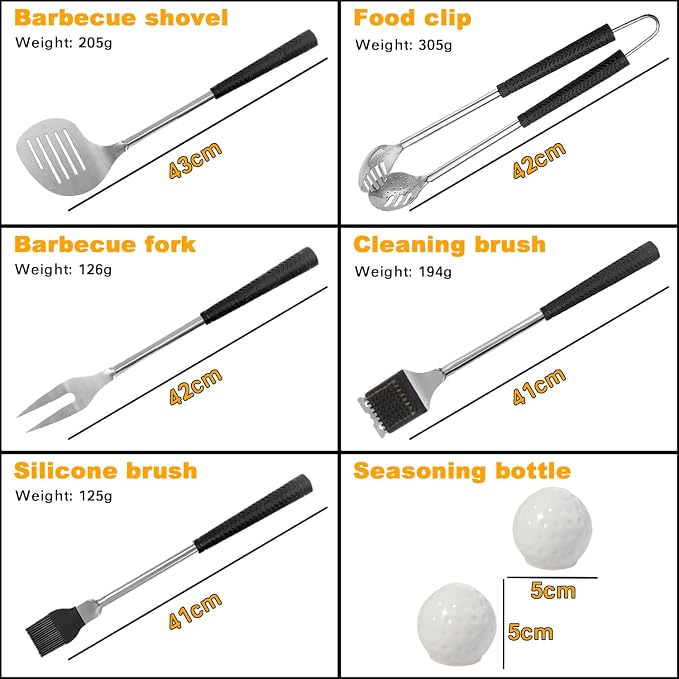Golf Grilling Gifts for Men 8pcs Golf BBQ Grill Accessories Tools Utensils Set - Image 3