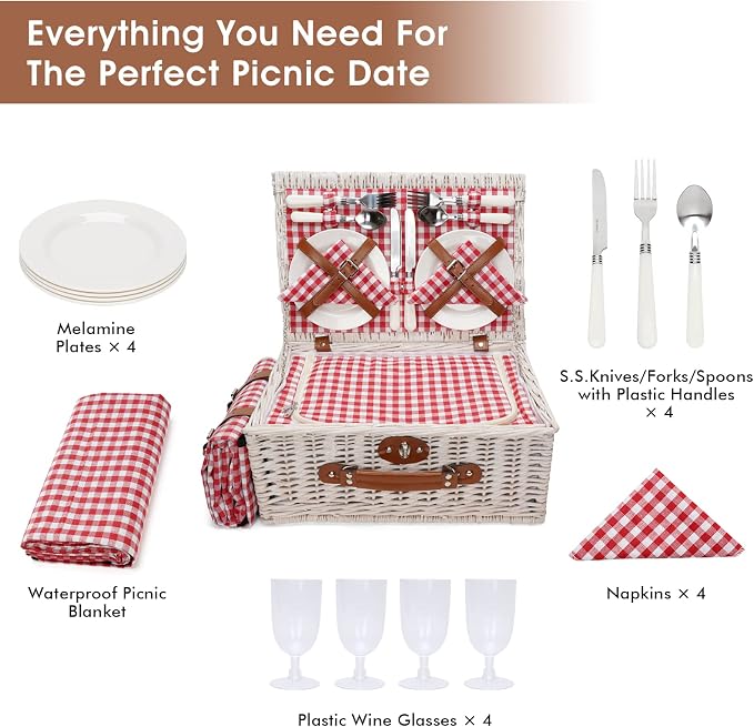 HappyPicnic Fitted Picnic Baskets Cooler Set - Image 9