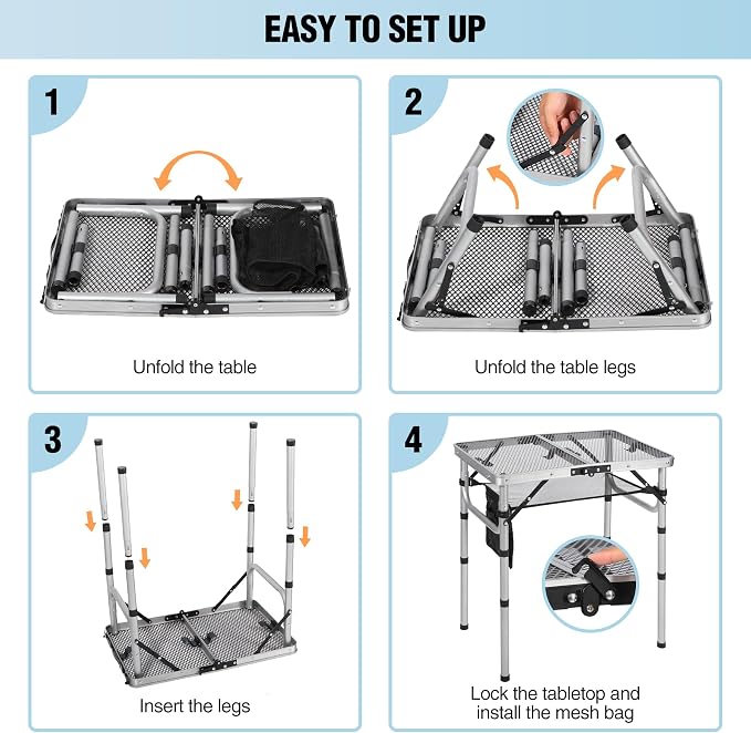 RedSwing Folding Grill Table, Lightweight Height Adjustable Aluminum Table - Image 7
