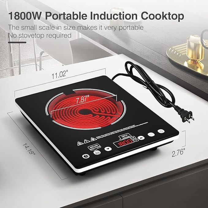 Single Burner Electric Cooktop 1800W - 110V Electric Stove Top Burner Portable - Image 6
