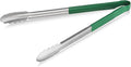 Serving Tongs, 16-Inch Stainless Steel with Green Vinyl Coating, Set of 12