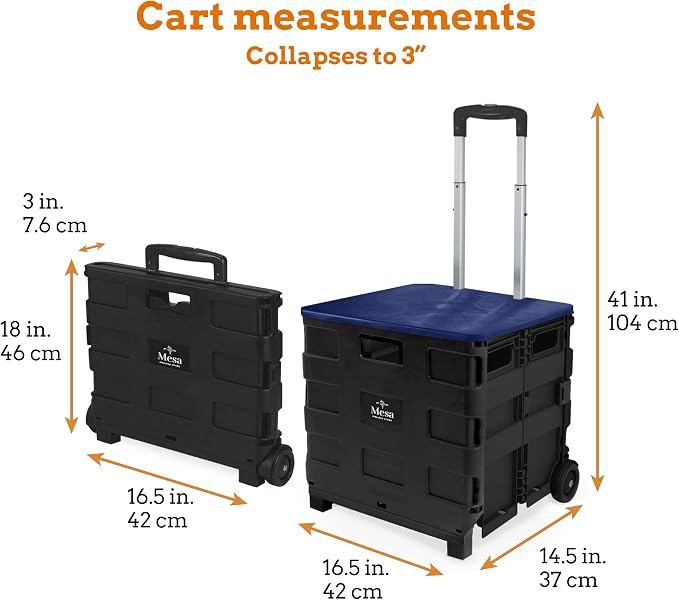 Inspired Living Collapsible Ultra-Slim Pack-N-Roll, 2 Wheel Utility Cart w/Lid - Image 2