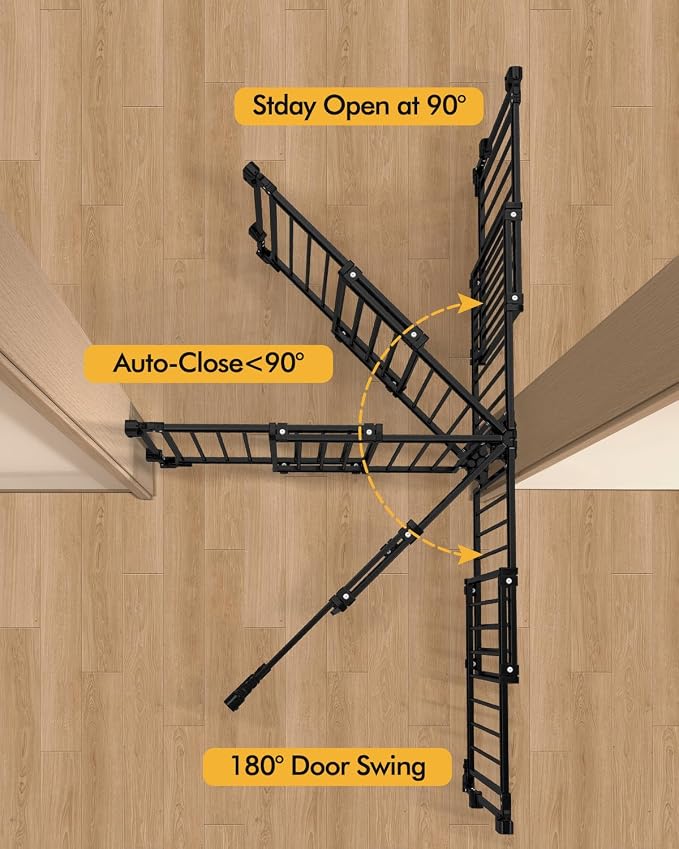 Baby Gate for Stairs Doorways & Kitchen, Extra Wide 32"-54" W x Extra Tall 39" H - Image 3