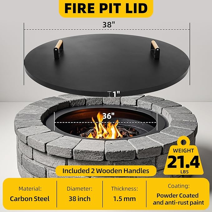 G GOOD GAIN Firepit Lid Round 38 Inch - Image 3