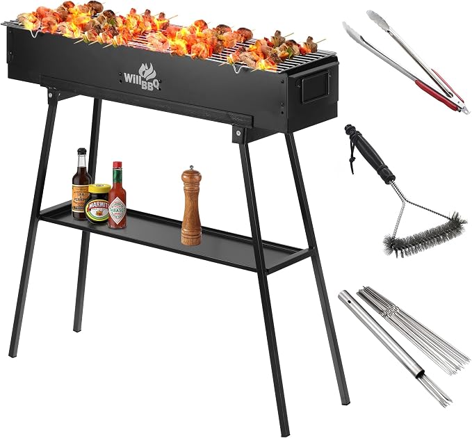 WILLBBQ Charcoal Grills Commercial Quality Portable Hibachi BBQ Barbecue Grill by WillBBQ