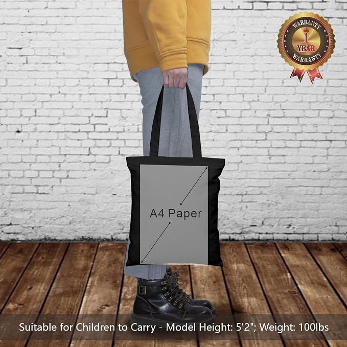 TOPDesign 10-Pack Economical 11.8"x13" Black Cotton Tote Bag, 5oz Lightweight - Image 2