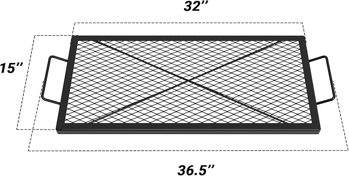 onlyfire Barbecue Rectangle X-Marks Fire Pit Cooking Grate, Heavy Duty Steel - Image 2