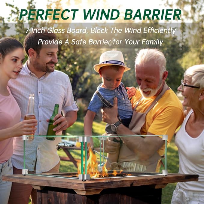 Fire Pit Wind Guard: 15" x 15" x 7" Square Glass Wind Guard - Image 5
