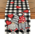 Artoid Mode Watercolor Buffalo Plaid Hearts Gnomes Love Valentine's Table Runner by ArtoidMode