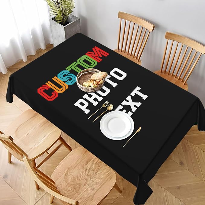 Custom Rectangle Table Cloth, Add Your Own Photo Logo Text, Personalized by Unknown