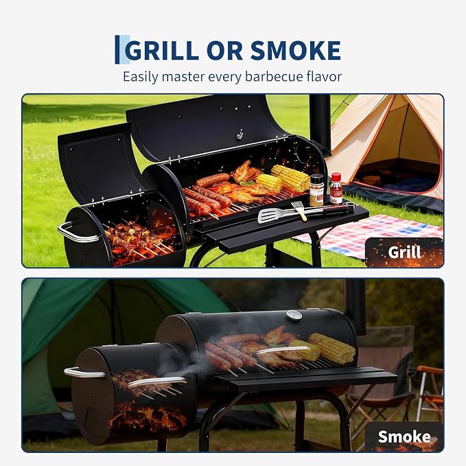 Garvee Charcoal Grills with Offset Smoker, Outdoor BBQ Grill with Handle and - Image 4