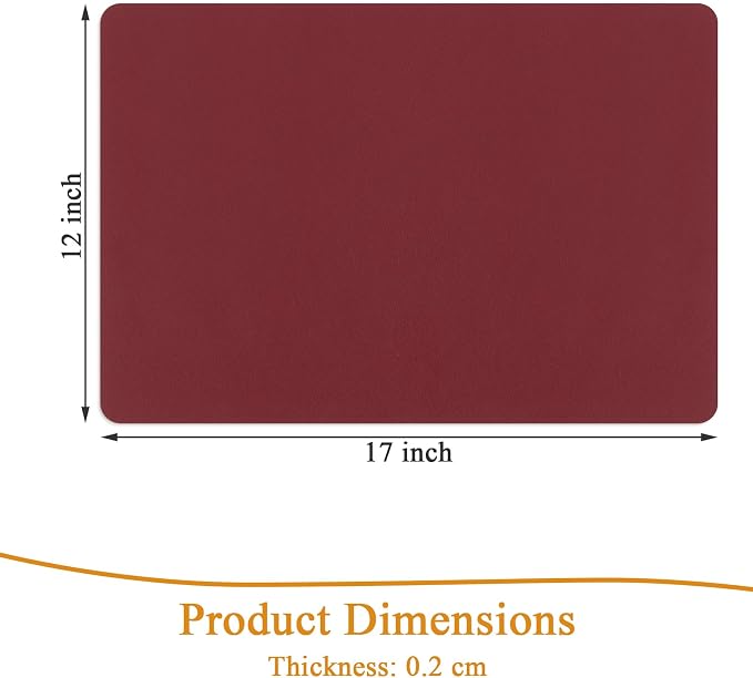 SHACOS Placemats Set of 6 Faux Leather Waterproof Leakproof Wipeable PU - Image 8