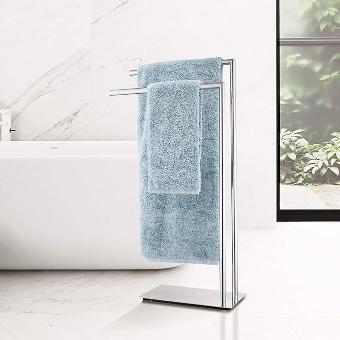 Freestanding Double Towel Racks Bathroom Accessories Towel Holder Stand on - Image 7