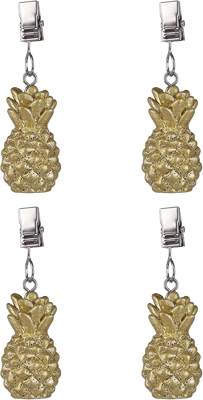 TwoFish Home Set of 4 Golden Pineapple Resin Tablecloth Clamps Golden Pineapple - Image 7