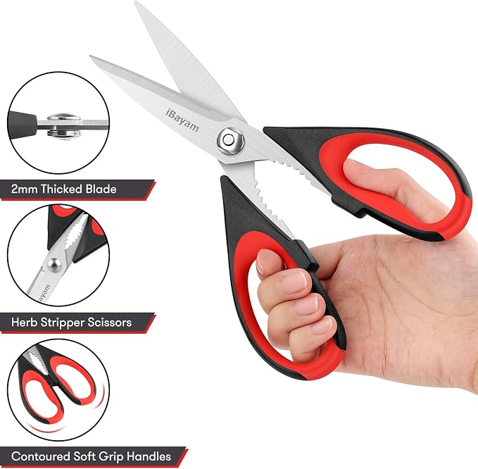 iBayam Kitchen Scissors All Purpose Heavy Duty, Kitchen Utensils Set, Stainless - Image 4
