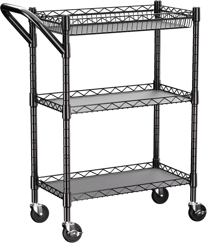 3 Tier Heavy Duty Rolling Utility Cart, Commercial Grade Metal - Image 8