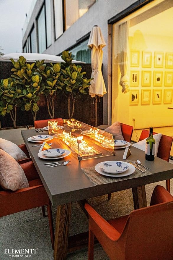 Elementi | Bundle Sonoma Gas Fire Pit Cast Concrete Rectangular Dining Fire - Image 5