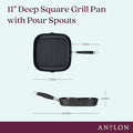 Griddle Pan, 11-Inch Hard-Anodized Nonstick Deep Square, Onyx