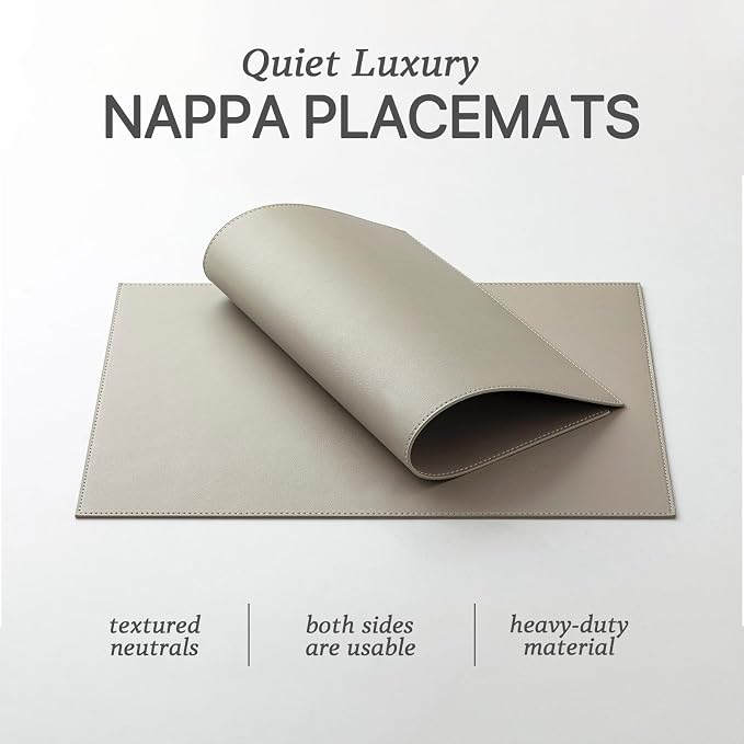 Faux Leather Placemats Set of 8 Vinyl Washable Wipeable Table Mats - Image 2