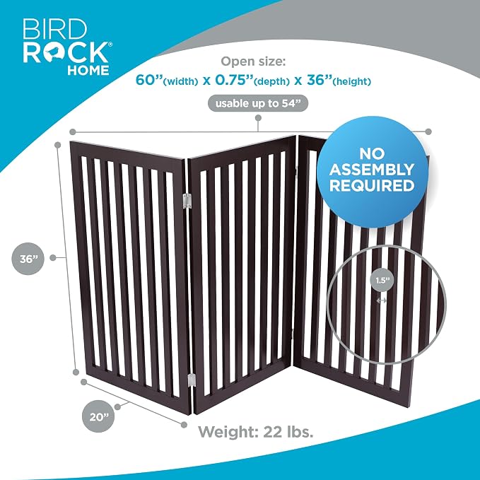 INTERNET'S BEST Dog Gate Indoor Freestanding Pet Barrier, Folding Wood Dog Fence - Image 2