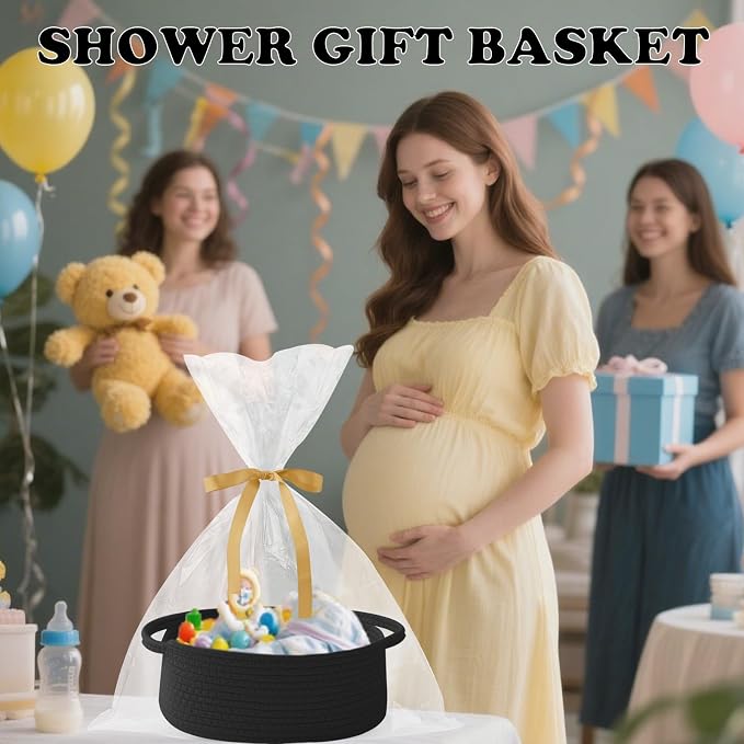 Gift Basket with Gift Bag and Ribbons, Small Rope Woven Shelf Storage, Baskets - Image 6