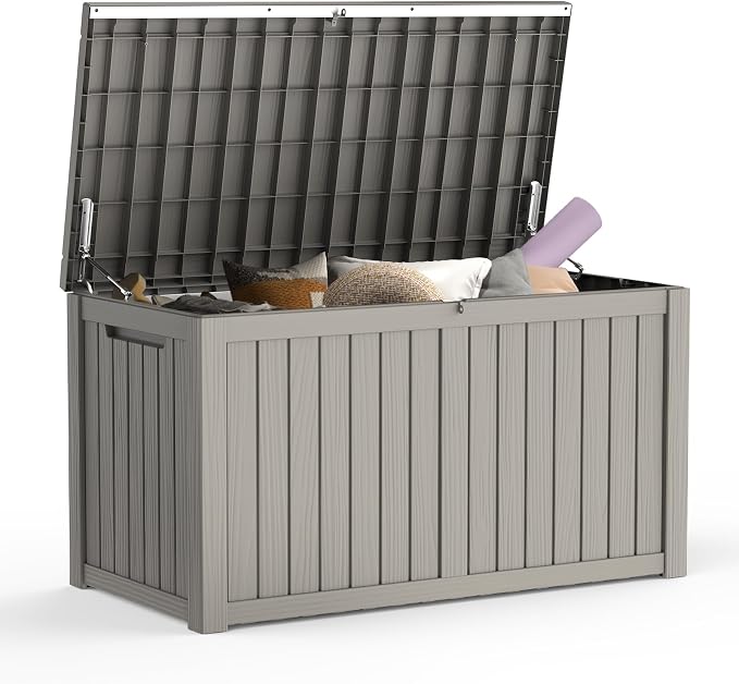 Mars Villa 180 Gallon Outdoor Storage Box, Large Waterproof Resin Deck Box by MarsVilla