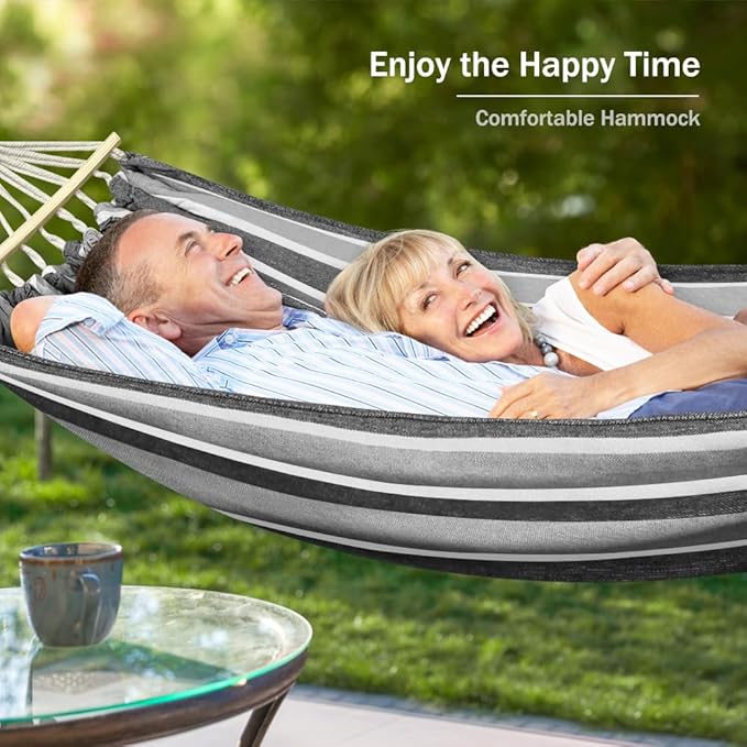 Fabric Hammock for Camping, 550 lb Capacity, 320G Canvas, Grey
