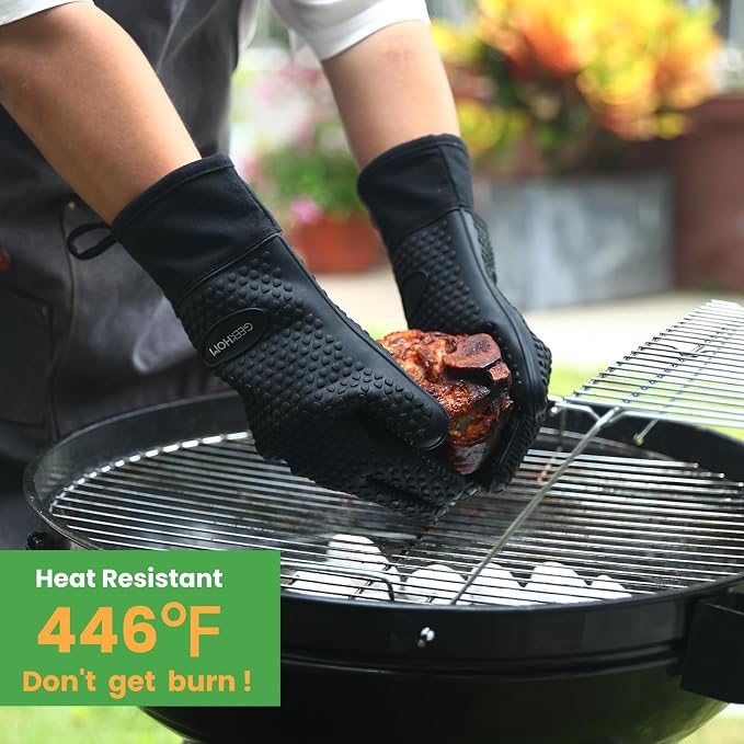 GEEKHOM Silicone Oven Gloves Heat Resistant BBQ Gloves - Image 2