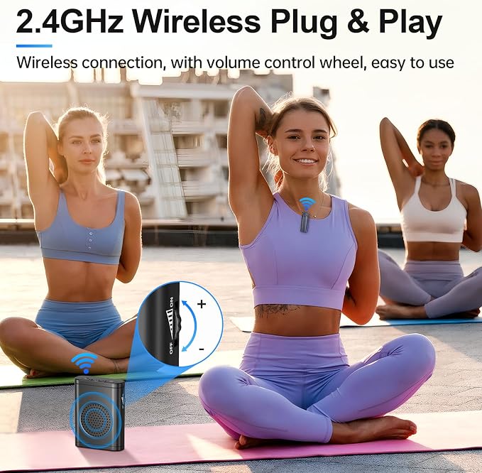 Moman Voice Amplifier with Wireless Lavalier Microphone, Zero Whistling Low - Image 6