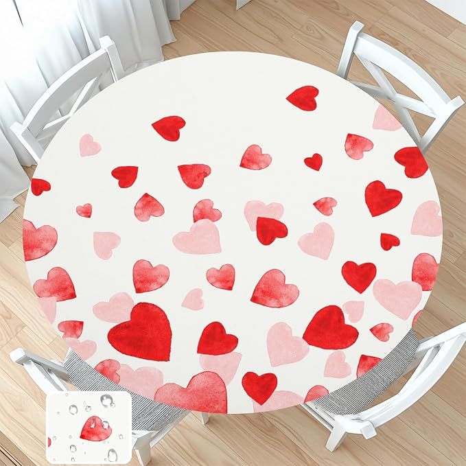 Valentines Day Round Fitted Tablecloth by Unknown
