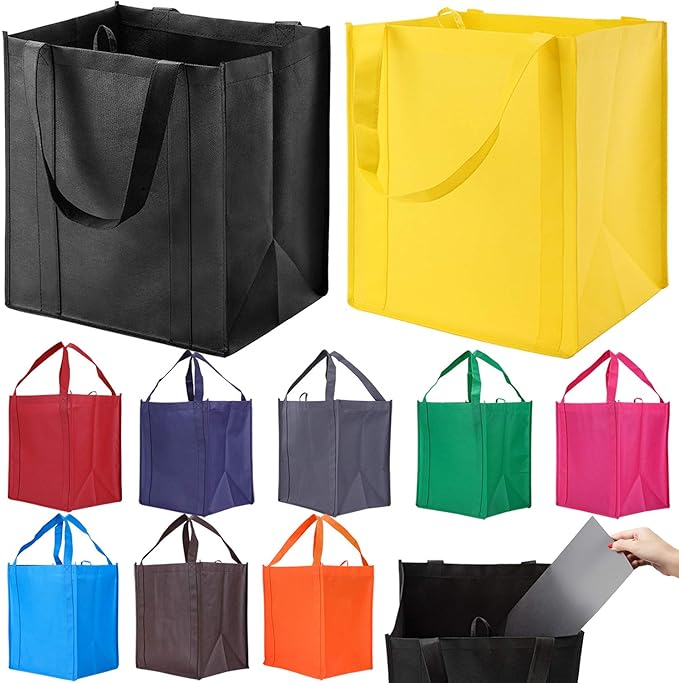 NERUB 10 Pack Reusable Reinforced Handle Grocery Bags by NERUB