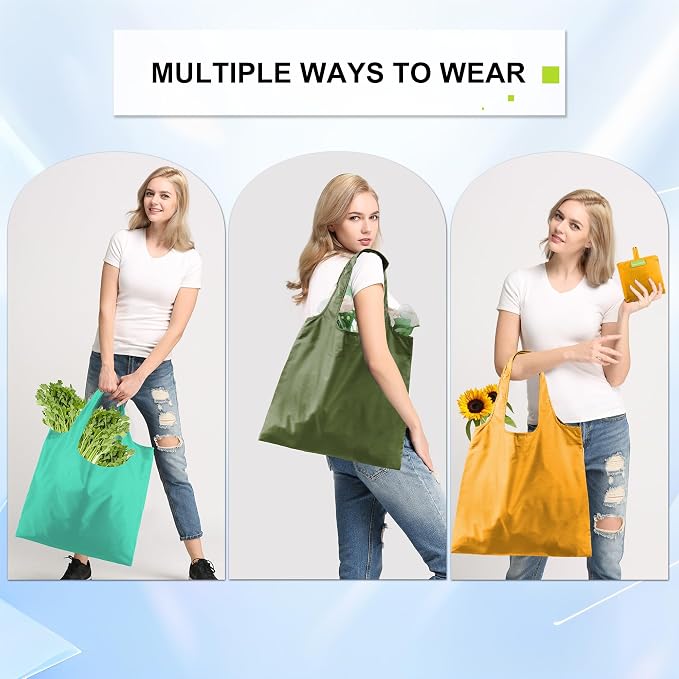 BeeGreen Colorful Reusable Grocery Bags 6 Pack, Heavy Duty Totes - Image 4