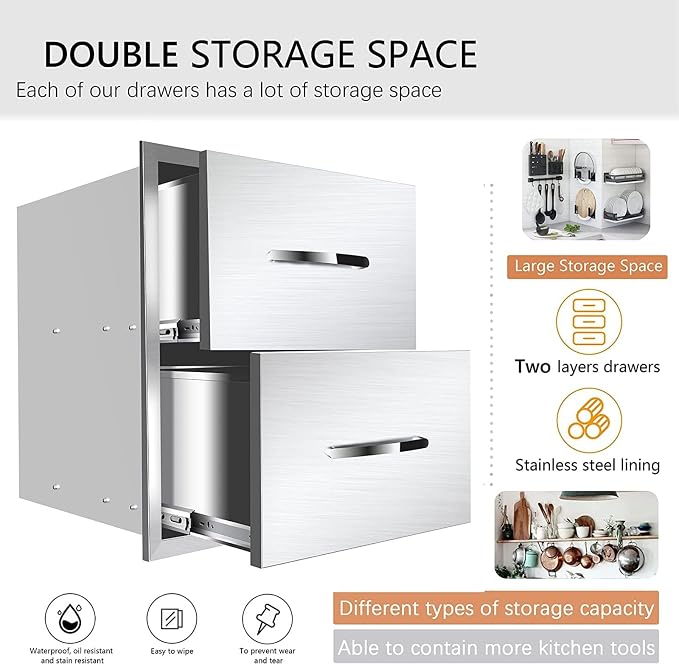 Pull Out Trash Drawer, Lower Sliding Rails Stainless Steel Roll Out Trash Bin - Image 6