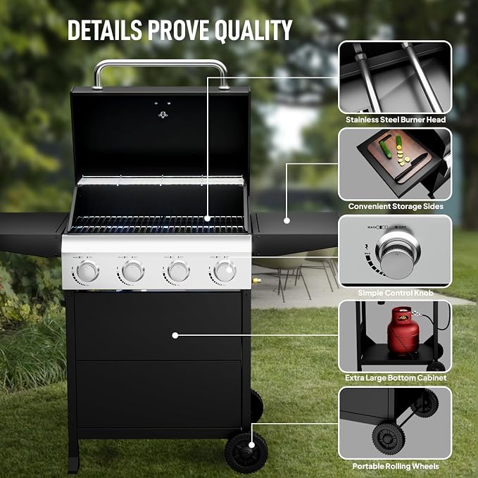 ROVSUN 4-Burner Propane Gas BBQ Grill - Image 2
