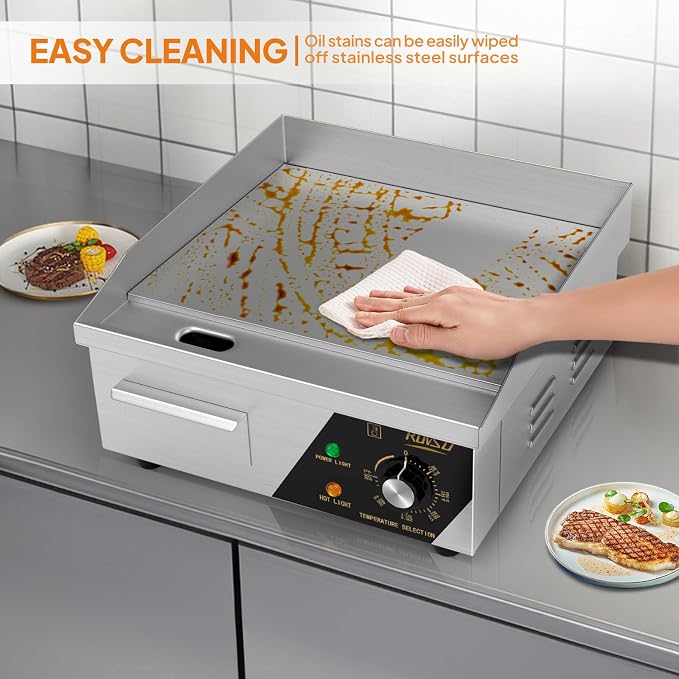 ROVSUN 14" Electric Countertop Flat Top Griddle, 1500W Electric Griddle - Image 4