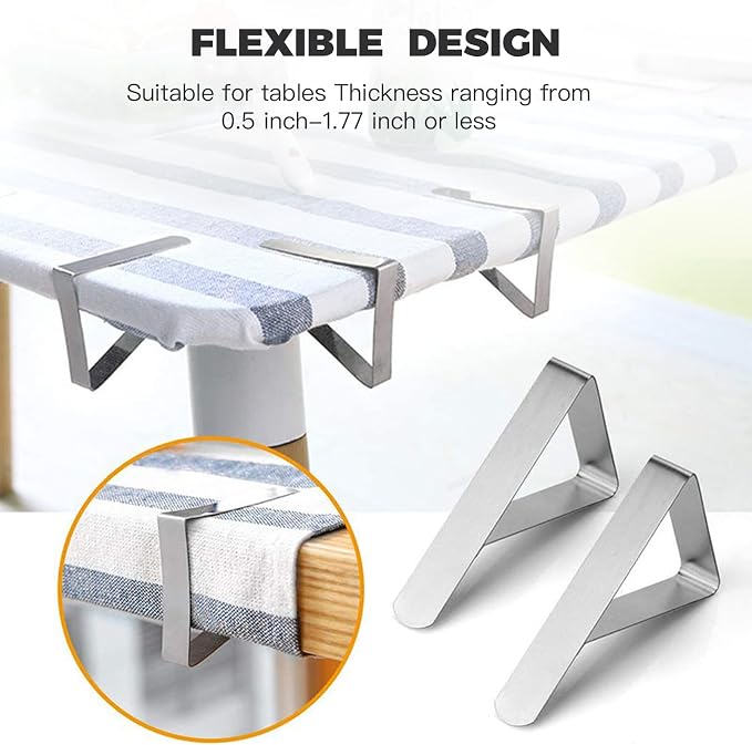 Tablecloth Clips, 60 Pack Table Cloth Holder Clips, Stainless Steel Tablecloth - Image 3