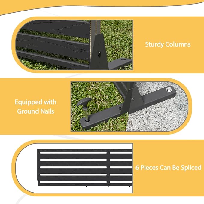 Privacy Fence Screen with Stand 6 Panel 72" H×47" W HDPE Decorative Panels with - Image 4
