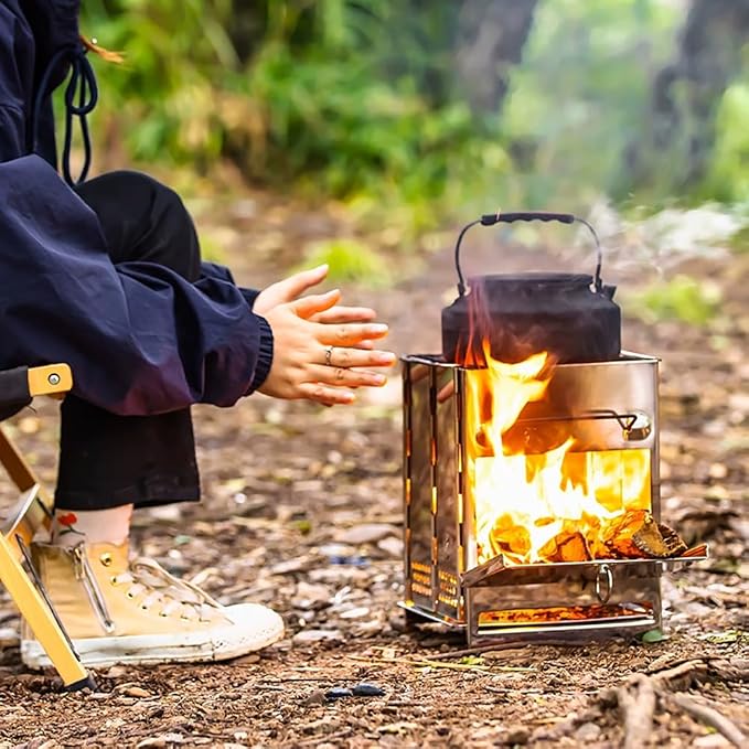 REDCAMP Wood Burning Folding Camp Stove Stainless Steel Grid, Portable - Image 2