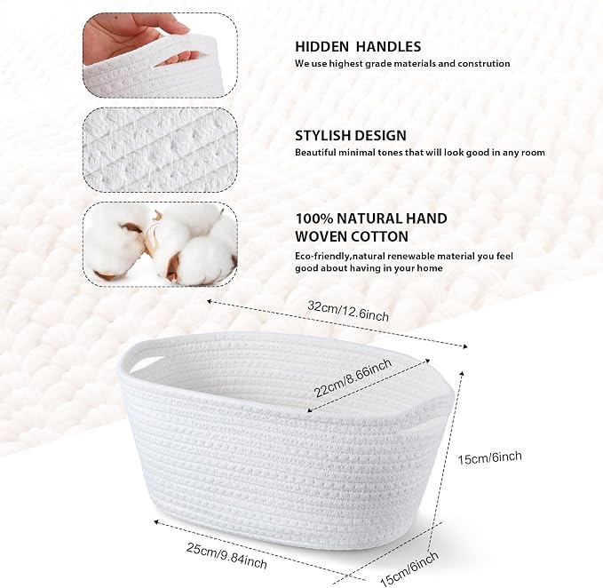 12 Pack Easter Woven Baskets for Gifts Empty Large Cotton Rope Square Storage - Image 2