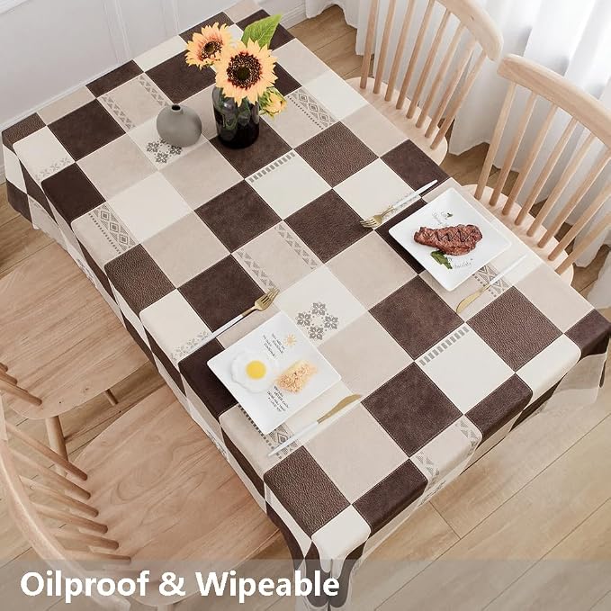 TruDelve Heavy Duty Vinyl Table Cloth Plastic Table Cloth Waterproof Wipeable - Image 5