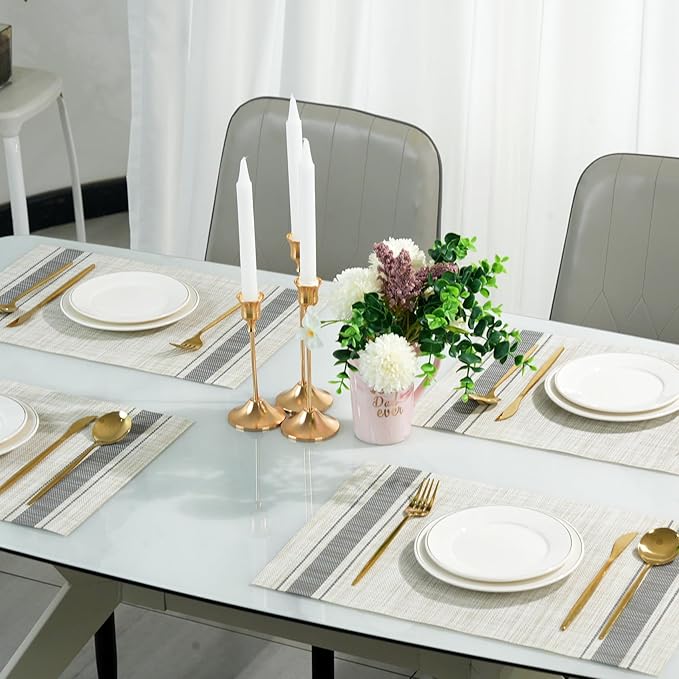 Placemats Set of 6，Non-Slip PVC Weave Table Mats Easy to Clean，Heat Resistant - Image 5