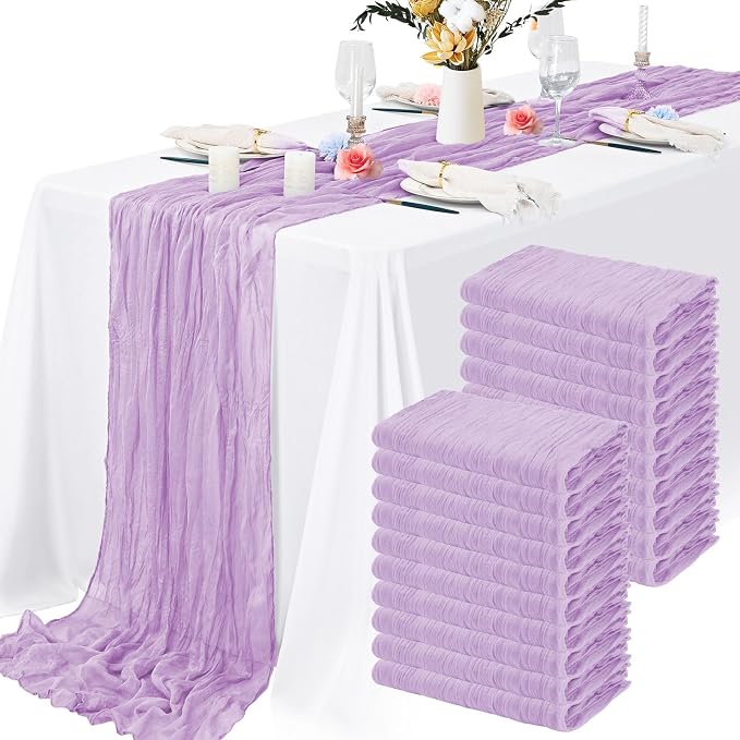 20 Packs Cheesecloth Table Runner 10FT Long Boho Gauze Fabric Table Runner by Lamshionow