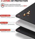 Grill Pads Floor Mats, 75 x 40 Inch Black Fiberglass Silicone-Coated