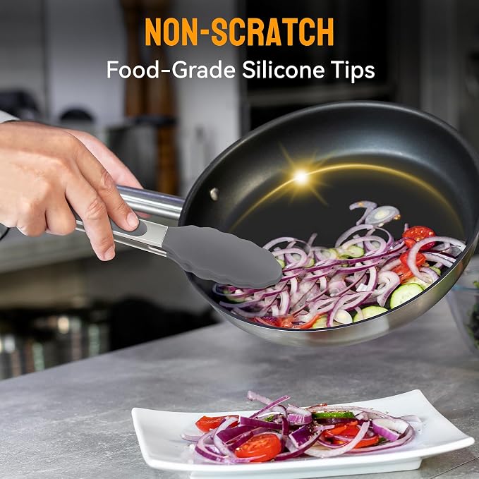 HOTEC Premium Stainless Steel Locking Kitchen Tongs - Image 8