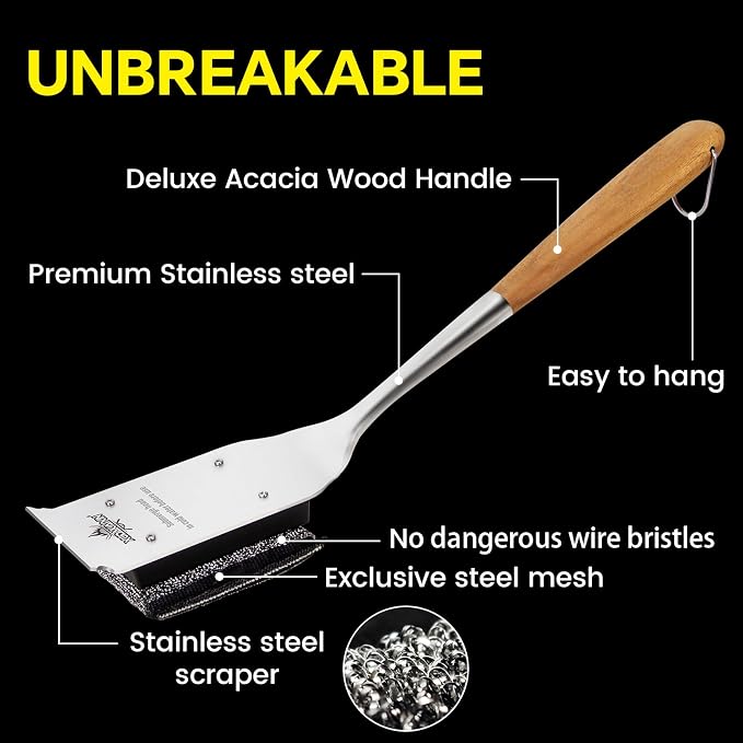 Grill Brush Bristle Free, Unique Steel Fibers Pad Perfect - Image 4